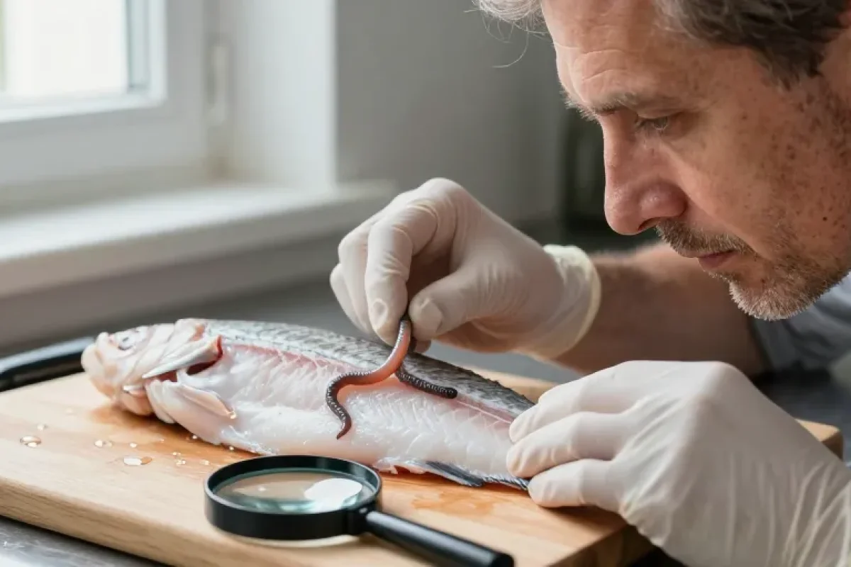 vers dans le poisson cabillaud
